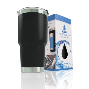 Liquid Savvy Stainless Steel 30 oz Tumbler with Leak Proof Lid. Double Walled Vacuum Insulated Large Travel Coffee Cup / Mug for Hot and Cold Beverages