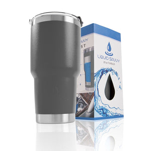 Liquid Savvy Stainless Steel 30 oz Tumbler with Leak Proof Lid. Double